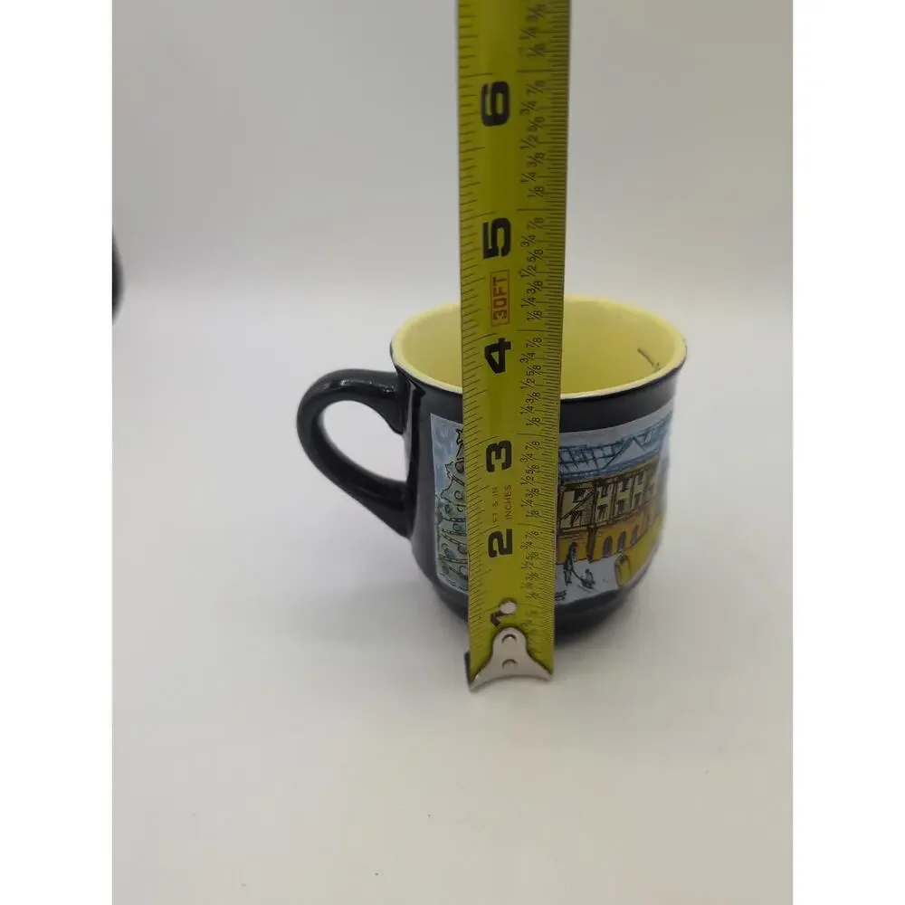 Small German Mug Cup Wiesbadener Sternschnuppenmarkt Christmas Theme Blue Yellow
